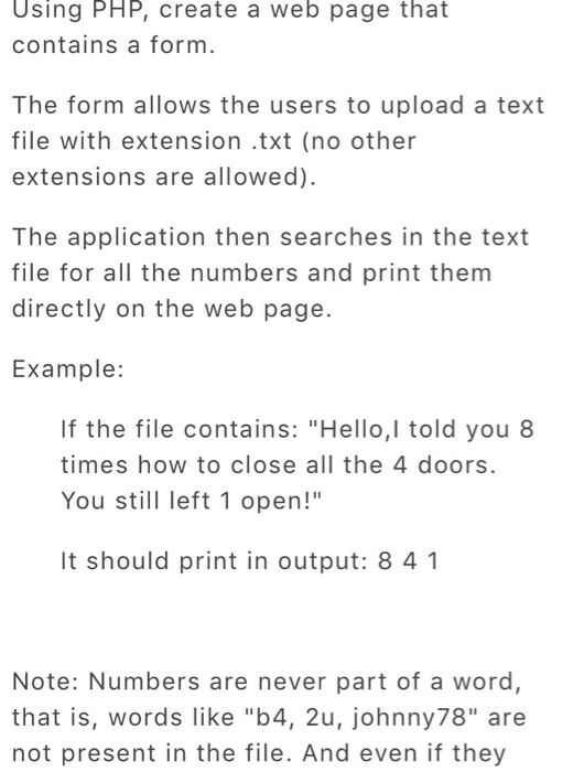  Using PHP, create a web page that contains a form The