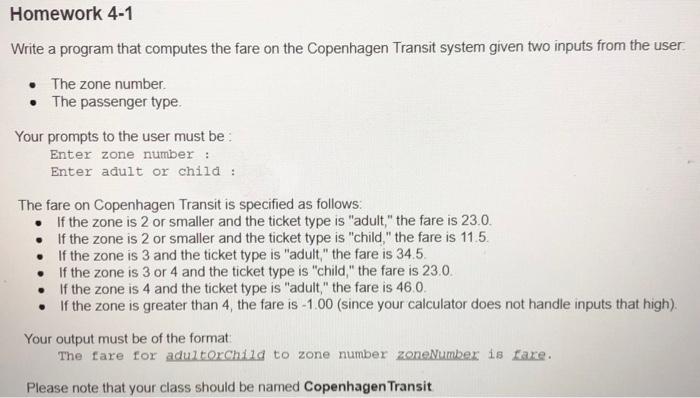  program in Java Homework 4-1 Write a program that computes the