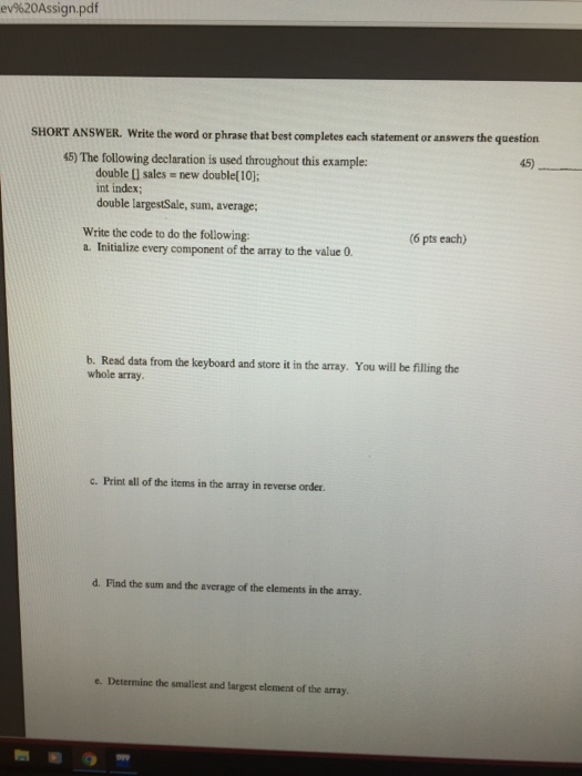  Write the word or phrase that best completes each statement or