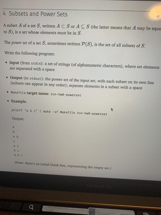 in c language 4 Subsets and Power Sets A subset A of