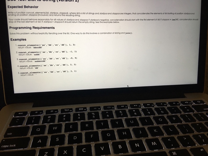 elementslist startpos ending at position stoppos (inclusive) and returns the resulting string