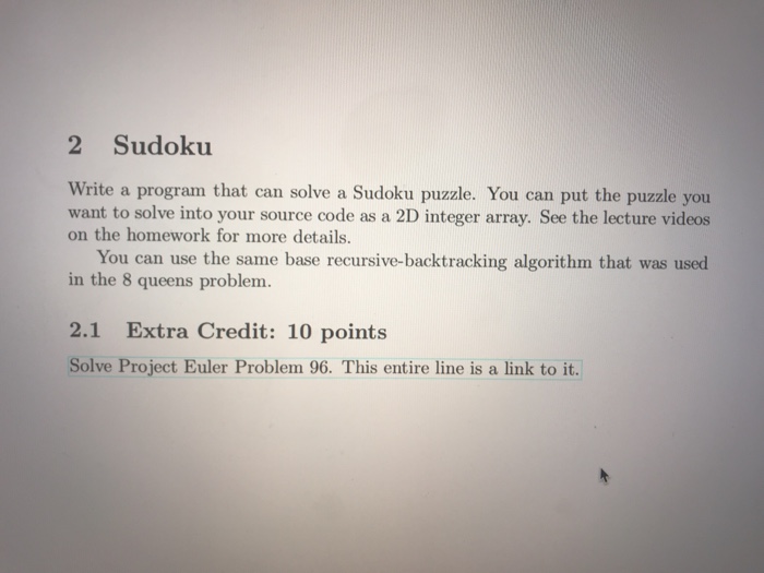  In java 2 Sudoku Write a program that can solve a
