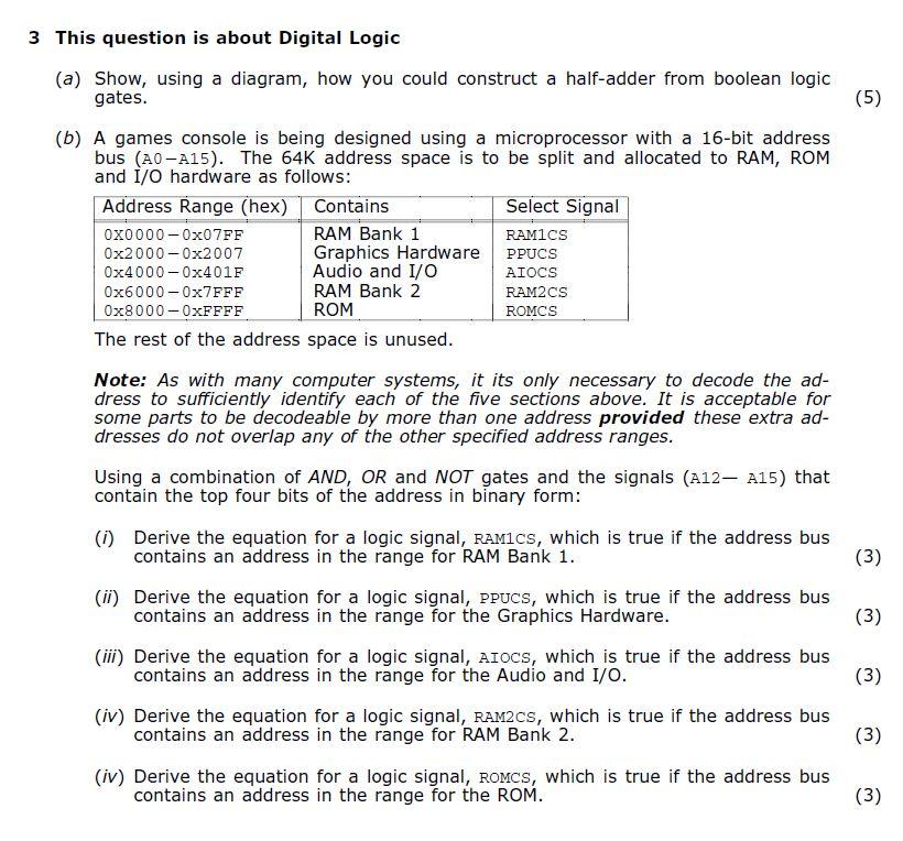  3 This question is about Digital Logic (5) PPUCS (a) Show,