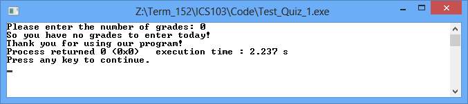 The user is prompted the following: 1- Number of grades to be