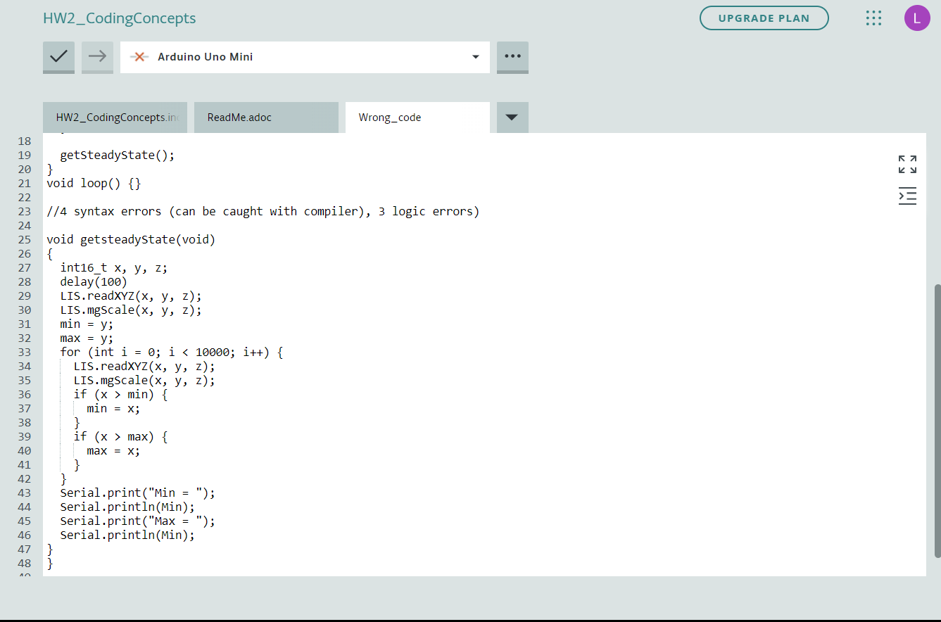 Can someone fix the code, and write which line and what the