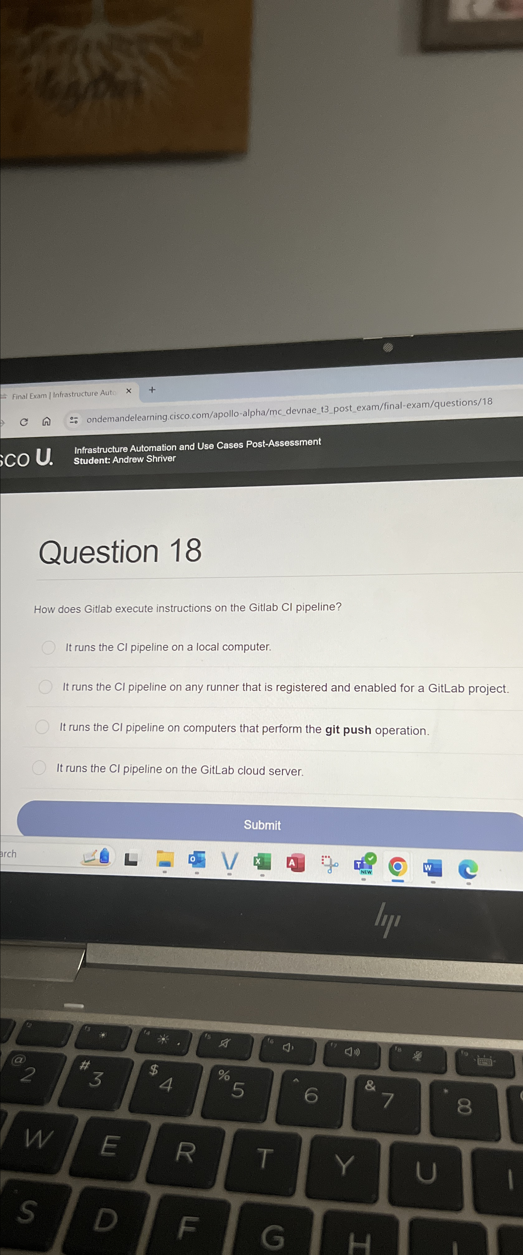  Question 18 How does Gitlab execute instructions on the Gitlab Cl