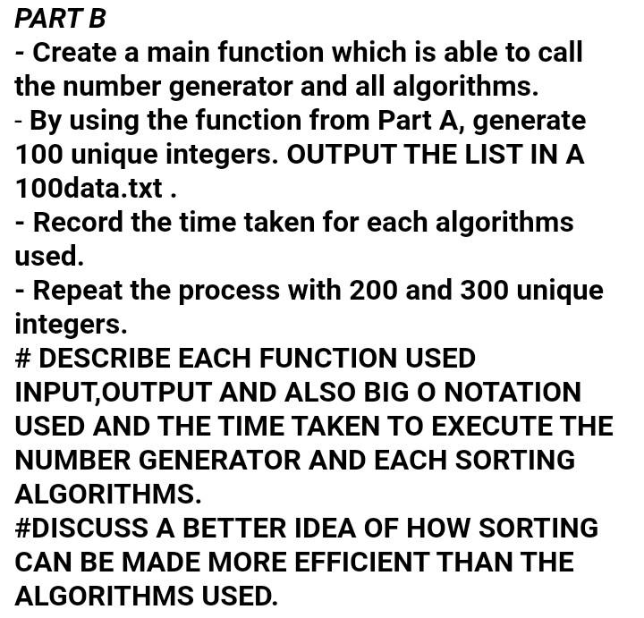& part b) #Make sure the coding could run in C compiler