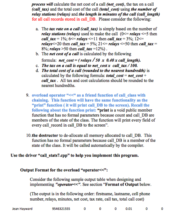 dynamic array of call records. Call this program "call stats7.cpp". I have