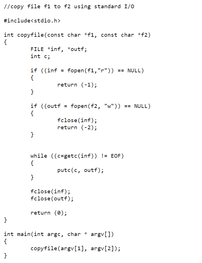that will copy the C file with no comments. It will remove