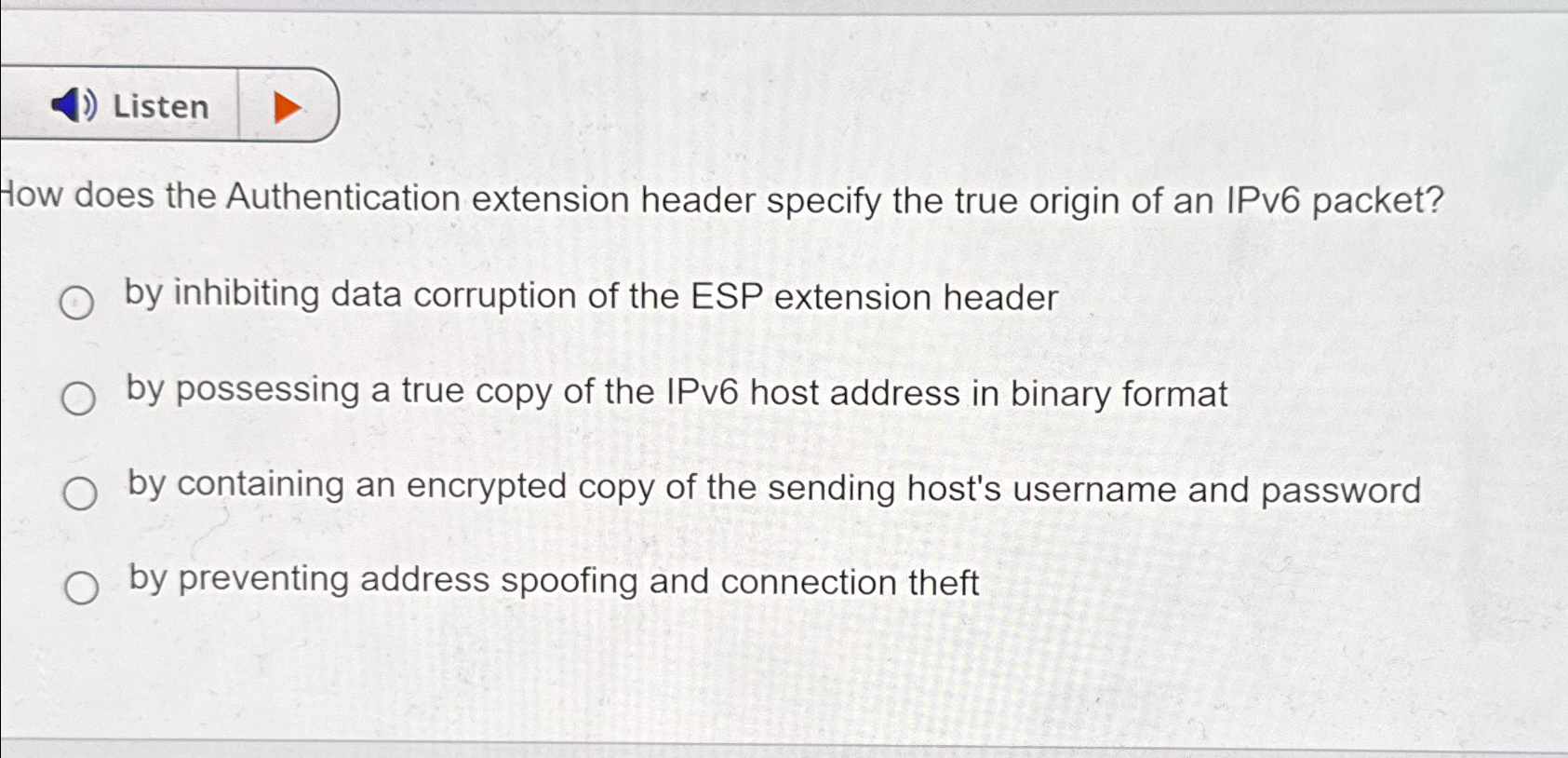  Listen How does the Authentication extension header specify the true origin