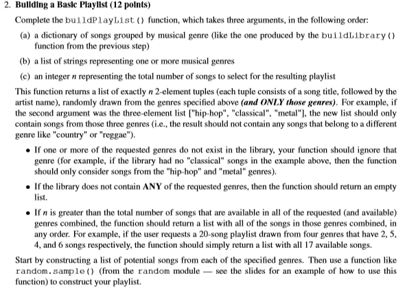  Using python3 to solve the problem 2. Bullding a Basic Playllst