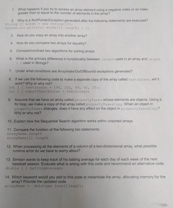 these questions are Java 1. What happens if you try to