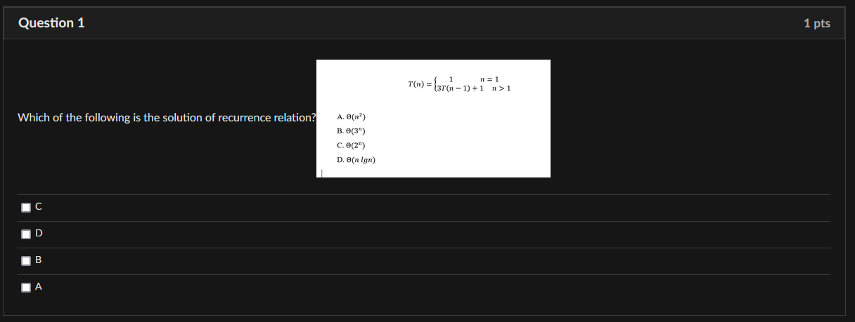  T(n)={1n=13T(n1)+1n>1
