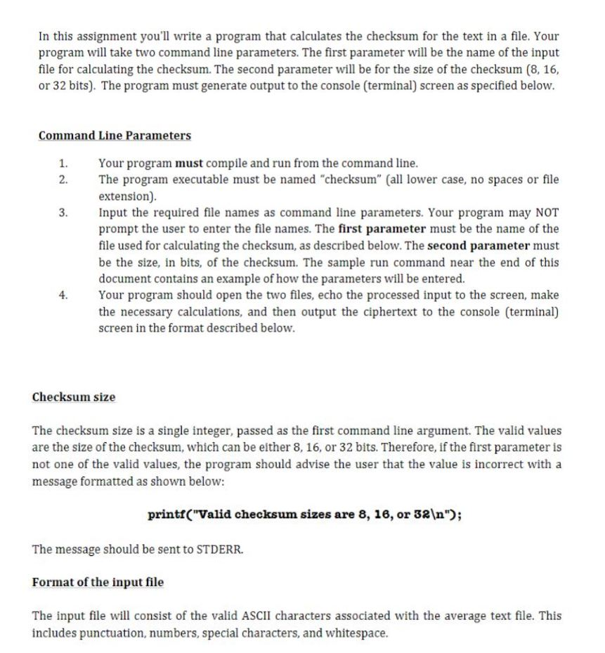In C or Java In this assignment you'll write a program that