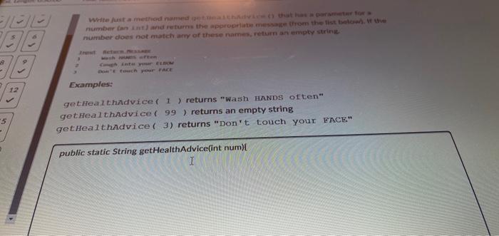 Please answer in java not javascript number (an int) and return the