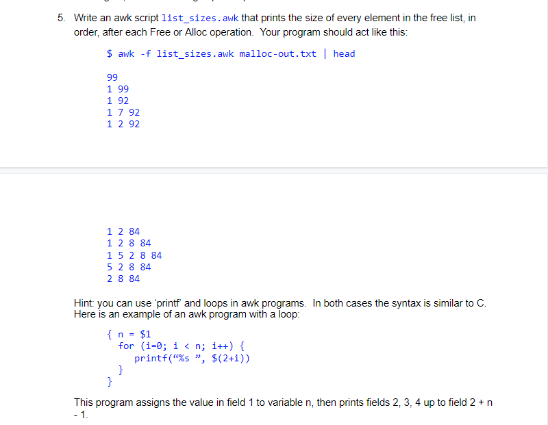 to basic AWK programming. Your awk programs will be run on the