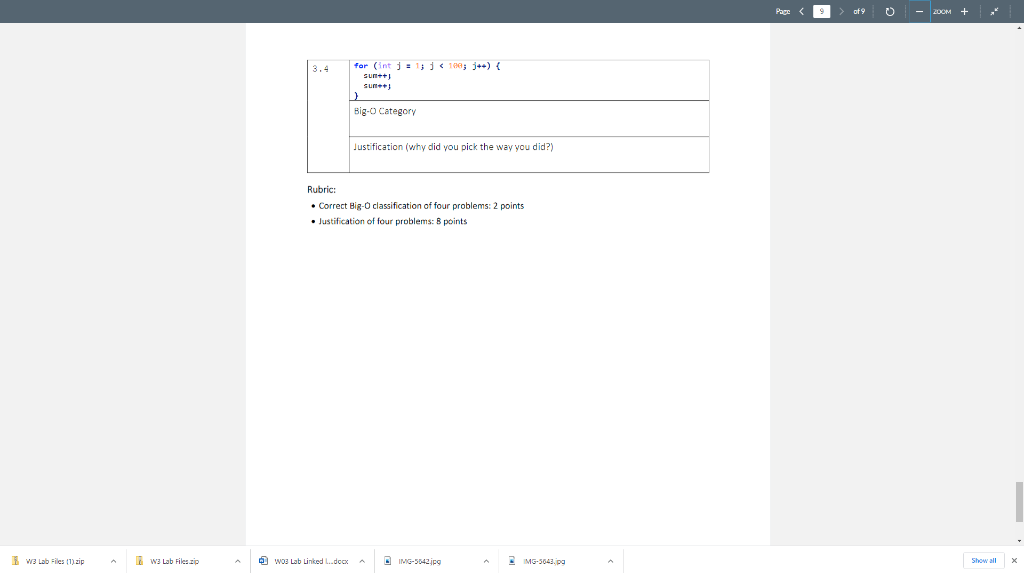 Notation (10 points) Estimate the big-O complexity for each of these algorithms,