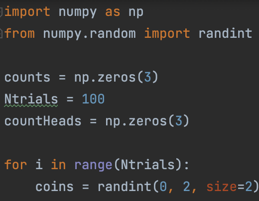 Write a script that uses the randint function from the numpy.random package