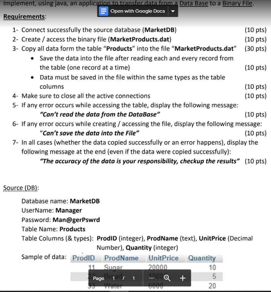 Kindly assist to solve the below ADVANCED JAVA Implement, using java, an