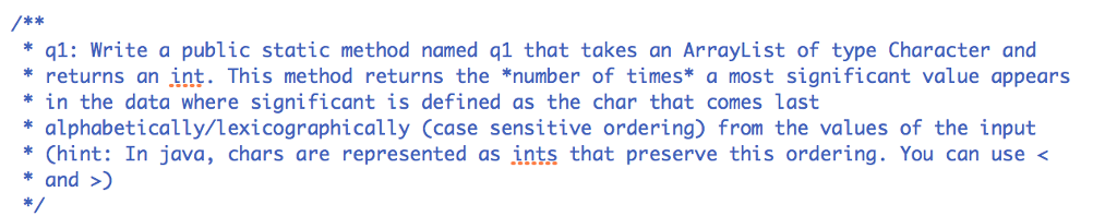 Java Code Please *ql: Write a public static method named ql that