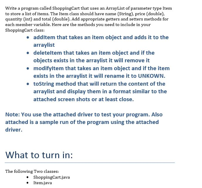 Java Programming: \\\\\\\\\\\\\\\\ShoppingCartDriver.java\\\\\\\\\\\\\\\\\\\\\\\\ public class ShoppingCartDriver { public static void main(String[] args)