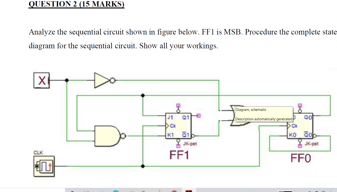 QUESTION 2 (15 MARKS) Analyze the sequential circuit shown in figure