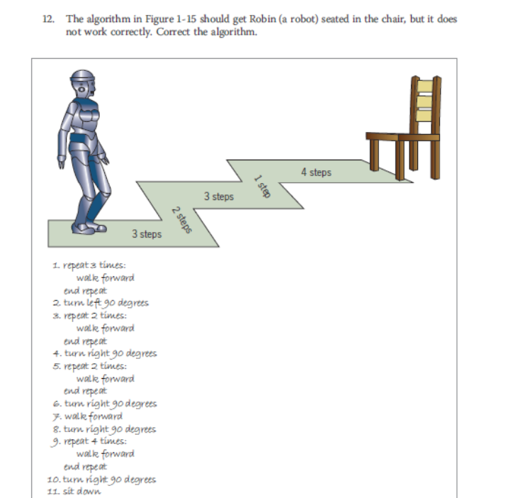  The algorithm in Figure 1-15 should get Robin (a robot) seated