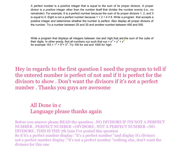  A perfect number is a positive integer that is equal to