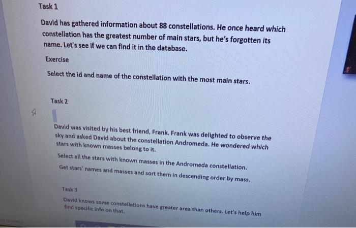 Please help, if anyone can help with this SQL query! Task 1