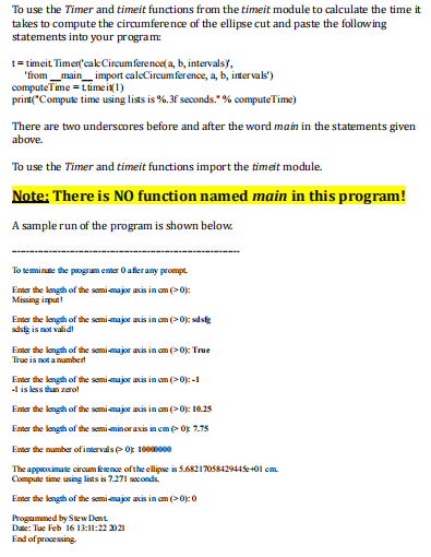 the same problem, calculating the approximate circumference of an ellipse. To do