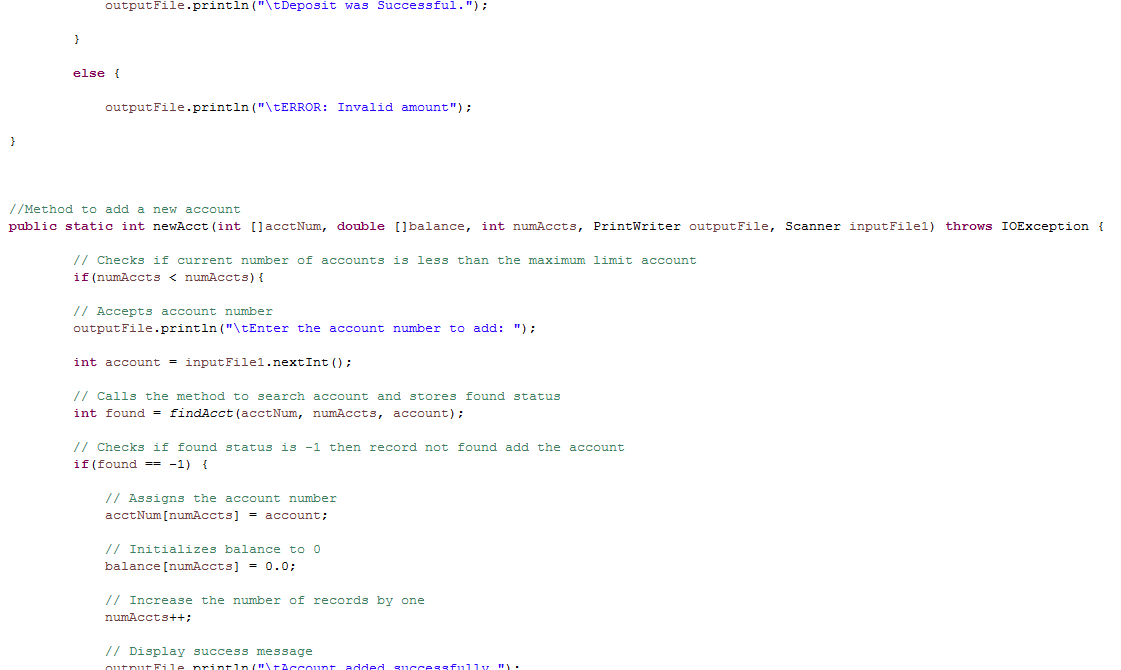 final int Max Num = 20; int numAccts = 0; int[] accNum
