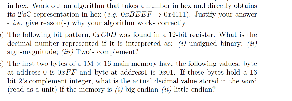  in hex. Work out an algorithm that takes a number in
