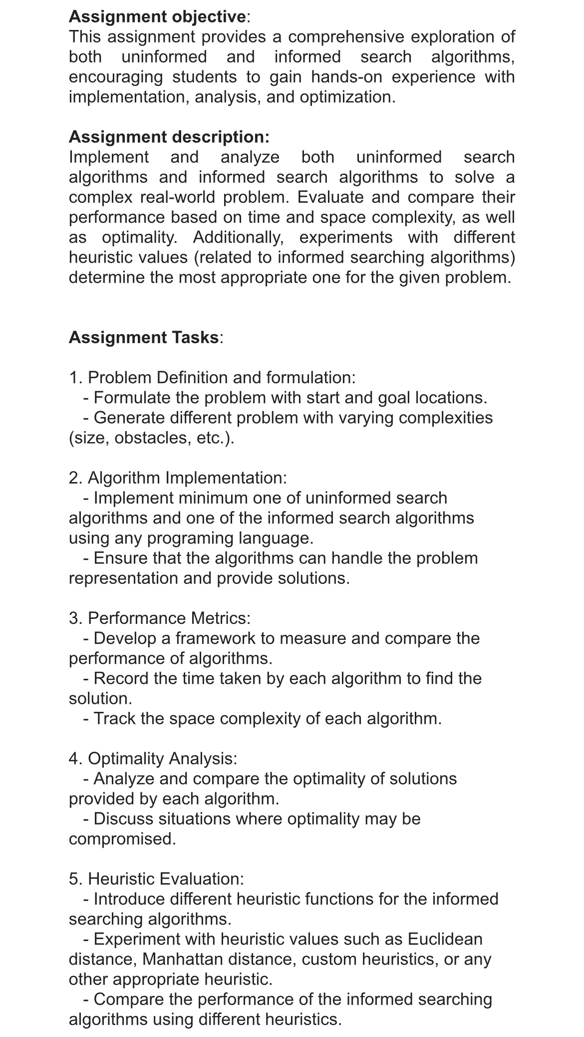 Solve the questions with complex real problem Assignment objective: This assignment