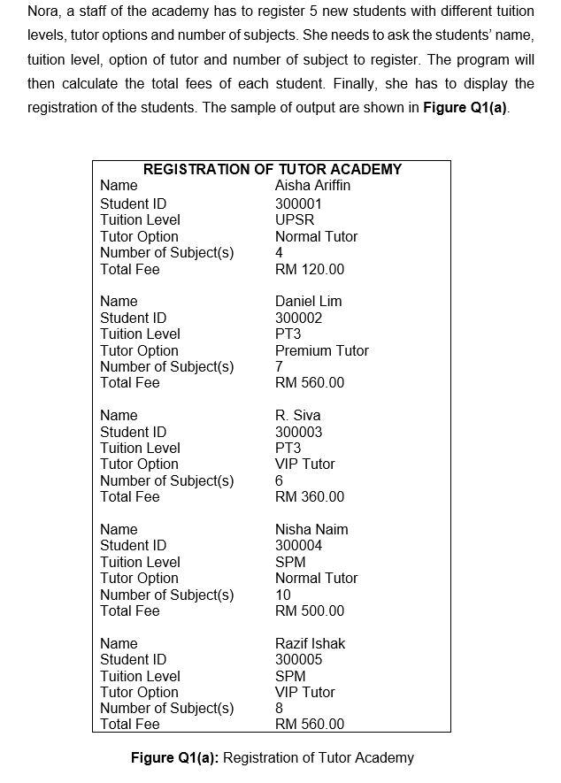home tuition services for students ranging from Standard 1 to Form 5.