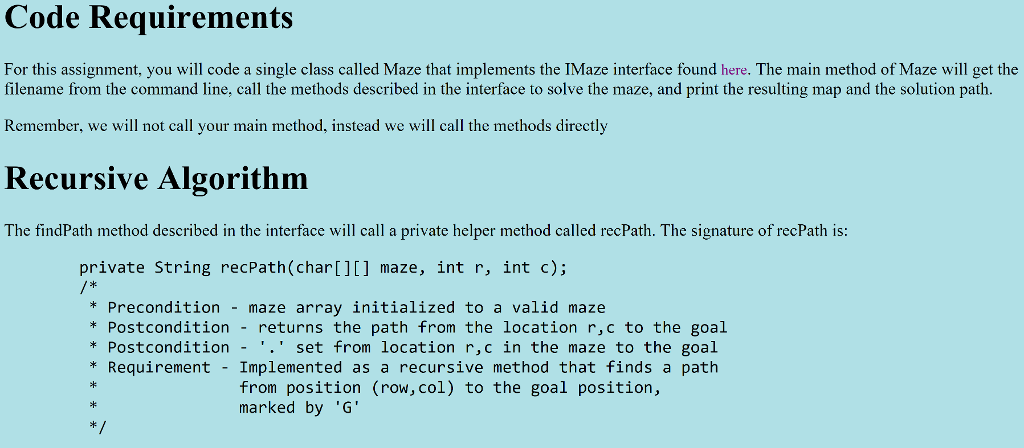 to file containing map of the maze. * Postcondition - two dimensional
