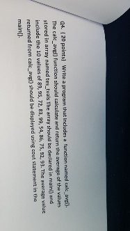  Write a program that includes a function named calc_avg(). The calc_avg()