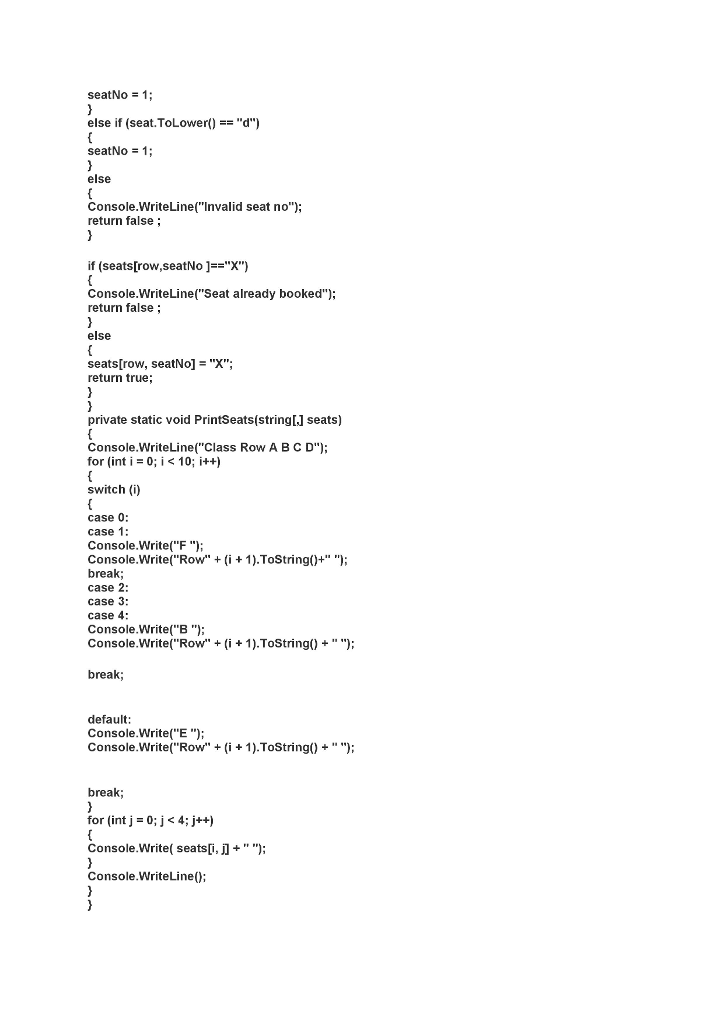 System.Text; using System.Threading. Tasks; namespace Book Ticket class Program static void Main(stringl