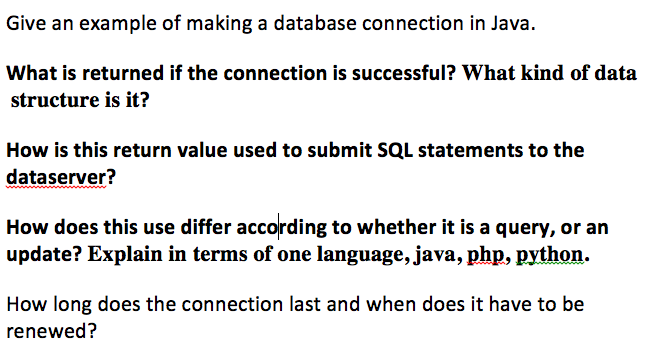  The question in bold are especially important. Give an example of