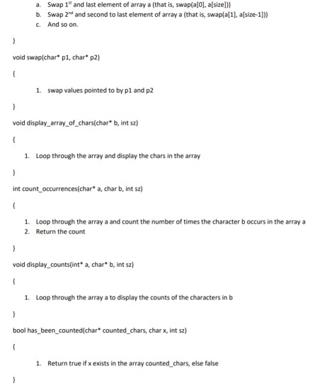 of an array of characters, counts the number of occurrences of each