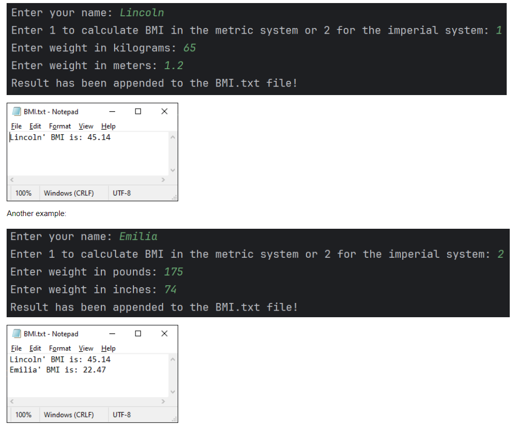  *IN JAVA* Develop a program that computes and records an individual's