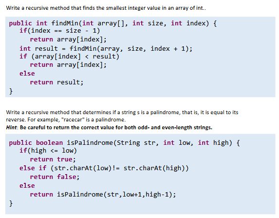 are posted below followed by the segment of code that needs to