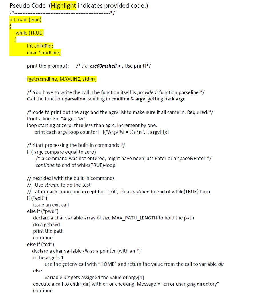 50 #define TRUE 1 /* function prototypes */ int parseline(char *cmdline, char