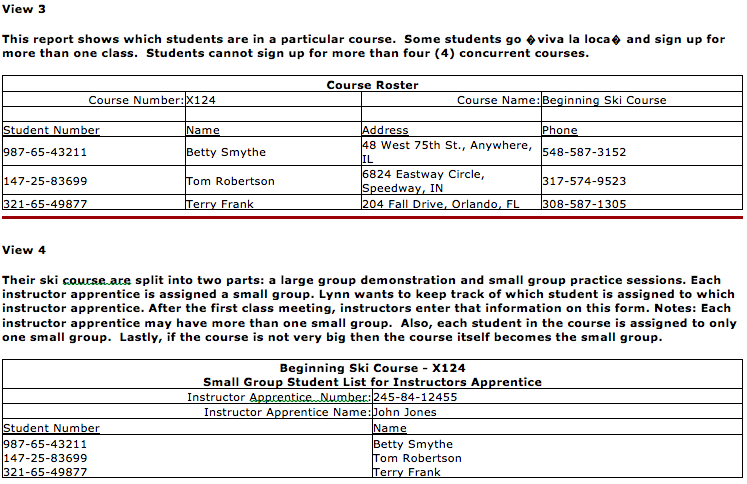 each View (1-4) in the attached screenshots, the combined E-R Diagram of