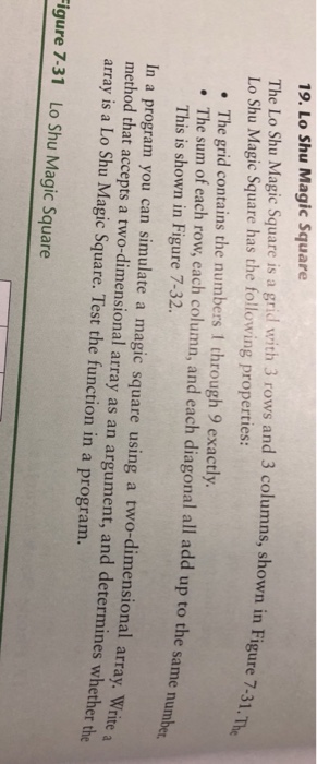  Java code . And please ad comments. 19. Lo Shu Magic