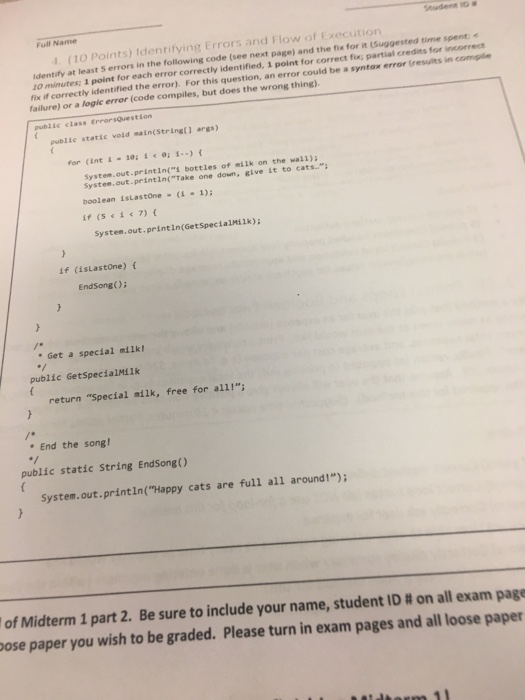  Identify at least 5 errors in the following code (see next
