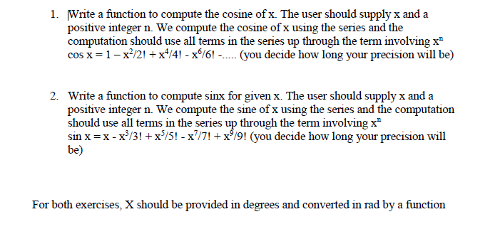  using C++ using using functions 1. Wrnte a function to compute