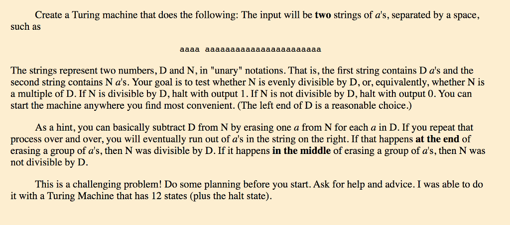 Please answer the following question: Thank you, Create a Turing machine that