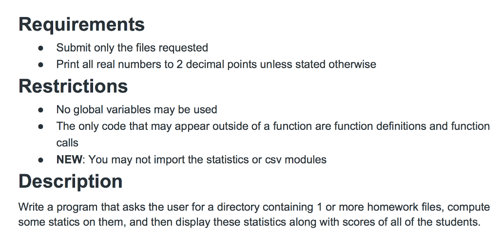 Python help pls thx Appreciate Requirements Submit only the files requested .