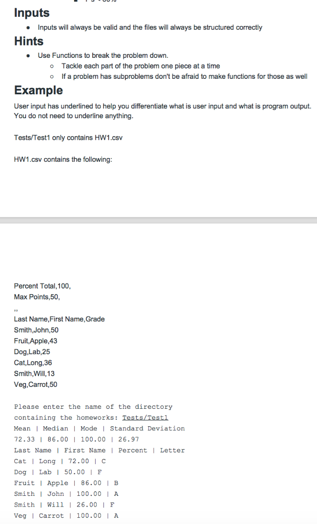 No global variables may be used The only code that may appear
