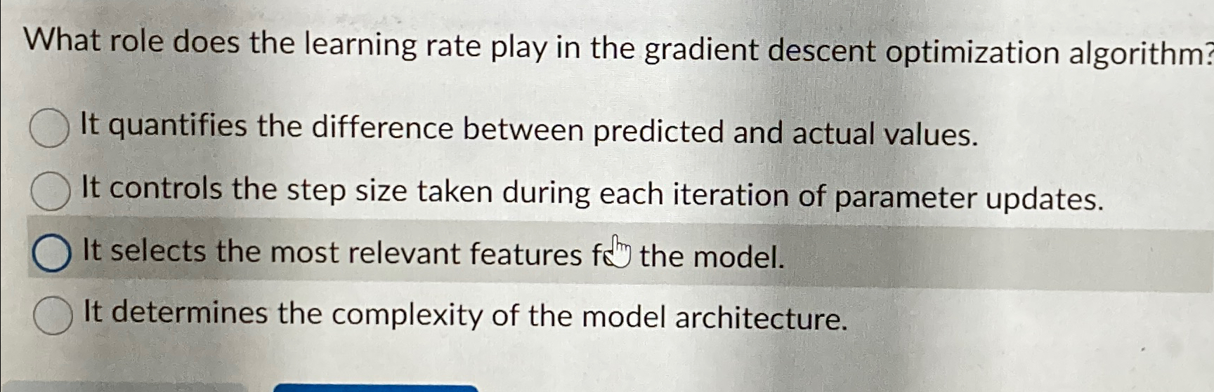  What role does the learning rate play in the gradient descent